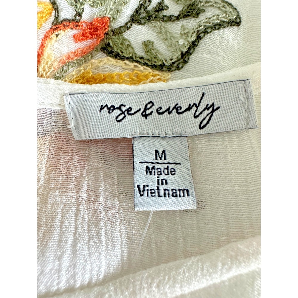 Rose & Everly Sunflower Embroidered Lace Inset Boho Cottage Blouse NWT Women's M - Picture 7 of 12